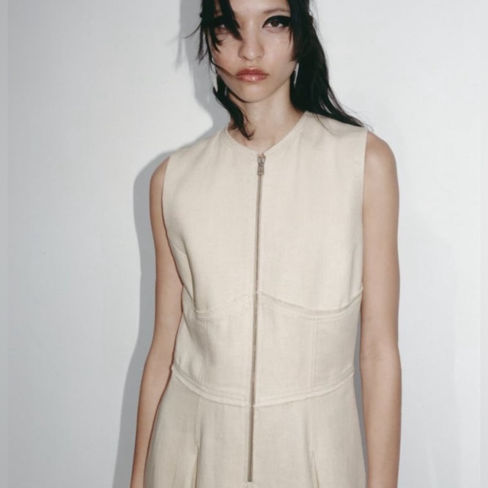 Zara Limited Edition Linen Cream Maxi Dress - Picture 5 of 10